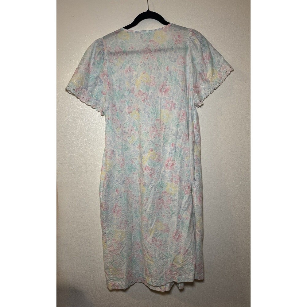 VTG Gilligan O’Malley Pastel Floral House Dress Sz M/L Cottagecore Seersucker - Picture 2 of 6